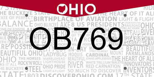 OB769 Ohio License Plate