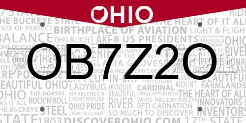 OB7Z2O Ohio License Plate