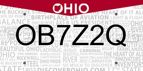 OB7Z2Q Ohio License Plate