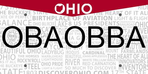 OBAOBBA Ohio License Plate