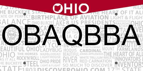 OBAQBBA Ohio License Plate
