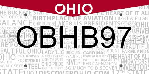 OBHB97 Ohio License Plate