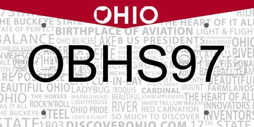 OBHS97 Ohio License Plate