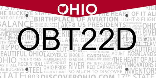 OBT22D Ohio License Plate