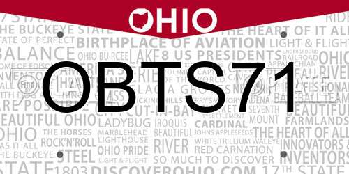 OBTS71 Ohio License Plate