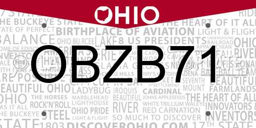 OBZB71 Ohio License Plate