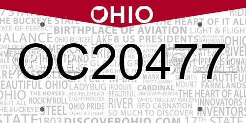 OC20477 Ohio License Plate