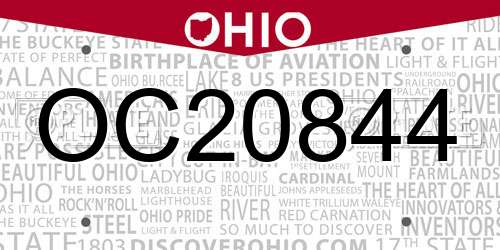 OC20844 Ohio License Plate