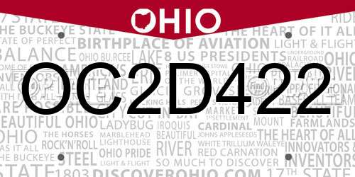 OC2D422 Ohio License Plate
