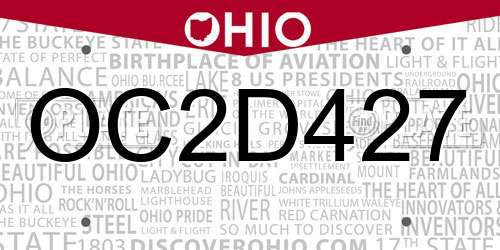 OC2D427 Ohio License Plate
