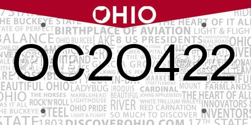 OC2O422 Ohio License Plate