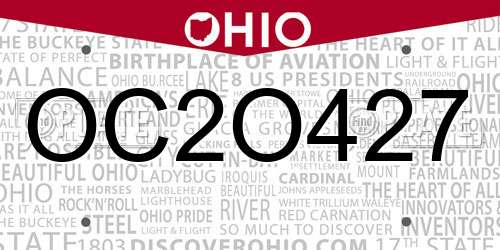 OC2O427 Ohio License Plate