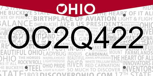OC2Q422 Ohio License Plate