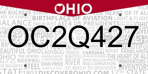 OC2Q427 Ohio License Plate