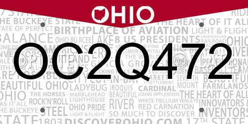 OC2Q472 Ohio License Plate