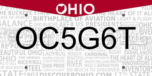 OC5G6T Ohio License Plate