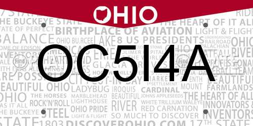 OC5I4A Ohio License Plate