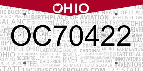 OC70422 Ohio License Plate