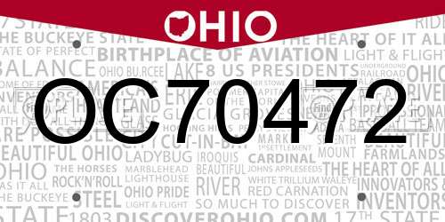 OC70472 Ohio License Plate