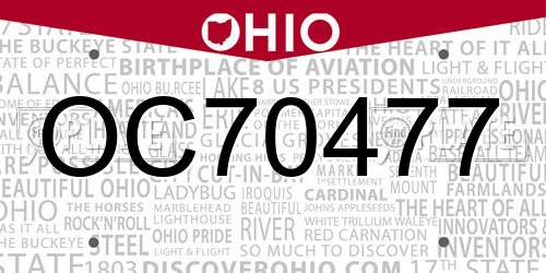 OC70477 Ohio License Plate