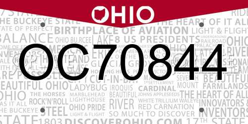 OC70844 Ohio License Plate