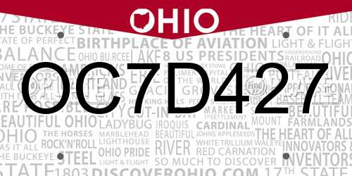 OC7D427 Ohio License Plate