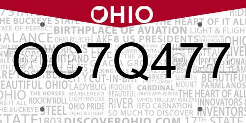 OC7Q477 Ohio License Plate