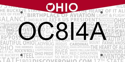 OC8I4A Ohio License Plate