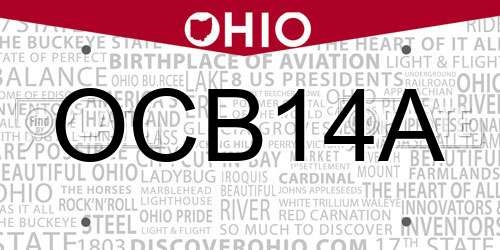 OCB14A Ohio License Plate