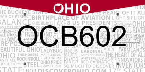 OCB602 Ohio License Plate
