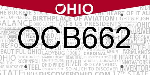 OCB662 Ohio License Plate