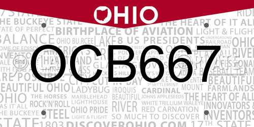 OCB667 Ohio License Plate