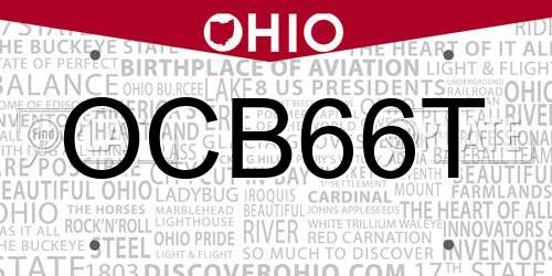 OCB66T Ohio License Plate