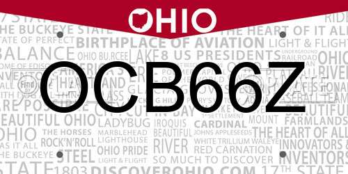 OCB66Z Ohio License Plate