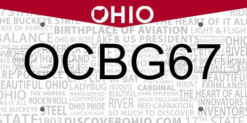 OCBG67 Ohio License Plate