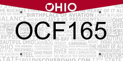 OCF165 Ohio License Plate