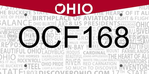 OCF168 Ohio License Plate