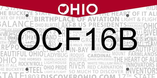 OCF16B Ohio License Plate