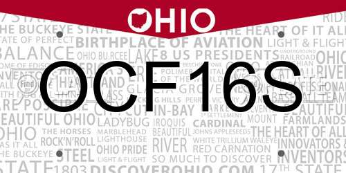 OCF16S Ohio License Plate