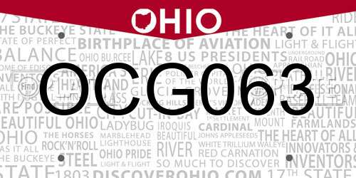 OCG063 Ohio License Plate