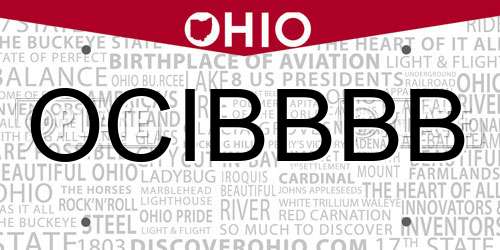 OCIBBBB Ohio License Plate