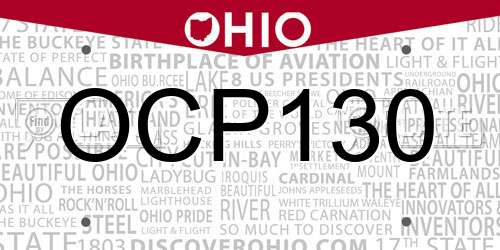 OCP130 Ohio License Plate