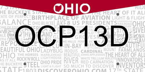 OCP13D Ohio License Plate
