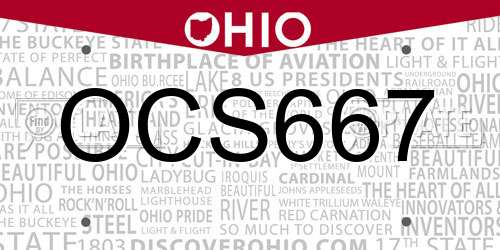 OCS667 Ohio License Plate