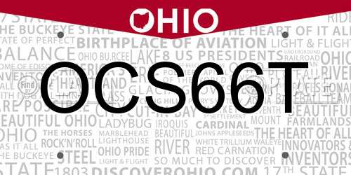 OCS66T Ohio License Plate