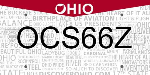 OCS66Z Ohio License Plate