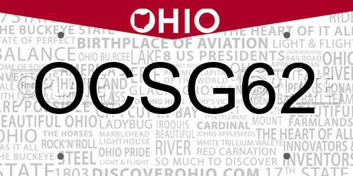 OCSG62 Ohio License Plate