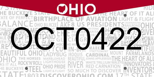OCT0422 Ohio License Plate