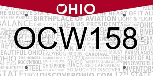 OCW158 Ohio License Plate