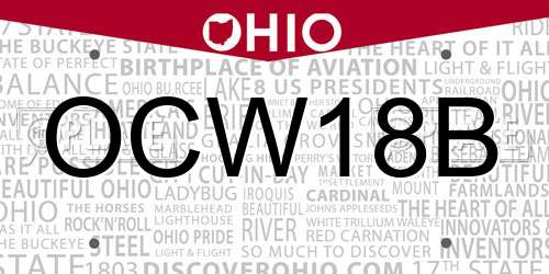 OCW18B Ohio License Plate